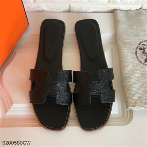 hermes slippers women black.